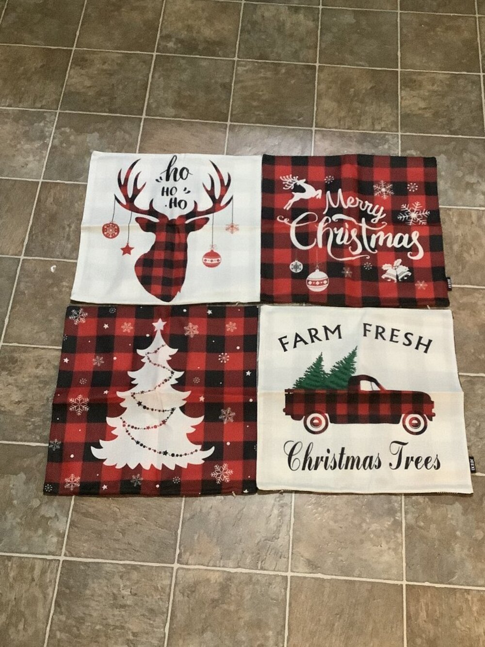 Set of Four Farmhouse Christmas/Holiday Pillow Covers by Jeexi